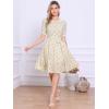 imageAllegra K Womens Vintage Peter Pan Collar High Waist Flowy Midi Puff Sleeve Floral DressLight Beige