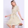 imageAllegra K Womens Vintage Peter Pan Collar High Waist Flowy Midi Puff Sleeve Floral DressLight Beige