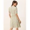 imageAllegra K Womens Vintage Peter Pan Collar High Waist Flowy Midi Puff Sleeve Floral DressLight Green