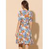 imageAllegra K Womens Vintage Peter Pan Collar High Waist Flowy Midi Puff Sleeve Floral DressOrange Blue