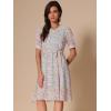 imageAllegra K Womens Vintage Peter Pan Collar High Waist Flowy Midi Puff Sleeve Floral DressRetro Light Blue
