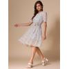 imageAllegra K Womens Vintage Peter Pan Collar High Waist Flowy Midi Puff Sleeve Floral DressRetro Light Blue