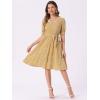 imageAllegra K Womens Vintage Peter Pan Collar High Waist Flowy Midi Puff Sleeve Floral DressYellow