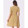 imageAllegra K Womens Vintage Peter Pan Collar High Waist Flowy Midi Puff Sleeve Floral DressYellow
