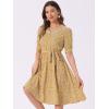 imageAllegra K Womens Vintage Peter Pan Collar High Waist Flowy Midi Puff Sleeve Floral DressYellow
