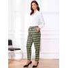 imageAllegra K Womens Vintage Tartan Plaid Pants Elastic Waist Straight Long TrousersArmy Green