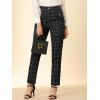 imageAllegra K Womens Vintage Tartan Plaid Pants Elastic Waist Straight Long TrousersBlack