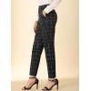 imageAllegra K Womens Vintage Tartan Plaid Pants Elastic Waist Straight Long TrousersBlack