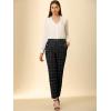 imageAllegra K Womens Vintage Tartan Plaid Pants Elastic Waist Straight Long TrousersBlack