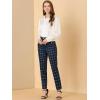 imageAllegra K Womens Vintage Tartan Plaid Pants Elastic Waist Straight Long TrousersDark Blue