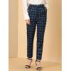 imageAllegra K Womens Vintage Tartan Plaid Pants Elastic Waist Straight Long TrousersDark Blue