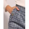 imageAllegra K Womens Vintage Tartan Plaid Pants Elastic Waist Straight Long TrousersGrey Blue