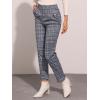 imageAllegra K Womens Vintage Tartan Plaid Pants Elastic Waist Straight Long TrousersGrey Blue