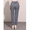 imageAllegra K Womens Vintage Tartan Plaid Pants Elastic Waist Straight Long TrousersGrey Blue