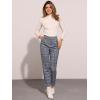 imageAllegra K Womens Vintage Tartan Plaid Pants Elastic Waist Straight Long TrousersGrey Blue