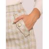 imageAllegra K Womens Vintage Tartan Plaid Pants Elastic Waist Straight Long TrousersKhaki