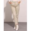 imageAllegra K Womens Vintage Tartan Plaid Pants Elastic Waist Straight Long TrousersKhaki