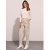 imageAllegra K Womens Vintage Tartan Plaid Pants Elastic Waist Straight Long TrousersKhaki