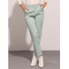 imageAllegra K Womens Vintage Tartan Plaid Pants Elastic Waist Straight Long TrousersLight Green