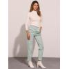 imageAllegra K Womens Vintage Tartan Plaid Pants Elastic Waist Straight Long TrousersLight Green