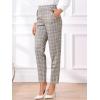 imageAllegra K Womens Vintage Tartan Plaid Pants Elastic Waist Straight Long TrousersTan
