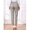 imageAllegra K Womens Vintage Tartan Plaid Pants Elastic Waist Straight Long TrousersTan