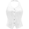 imageAllegra K Denim Vest for Womens Halter Neck Button Down Backless Jean WaistcoatWhite