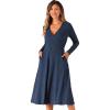 imageAllegra K Fall Long Sleeve Dresses for Womens Ribbed ALine Midi DressNavy Blue