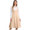 imageAllegra K Vintage Pinafore Dress for Womens Steampunk Button Decor Overalls Midi Dress with PocketsBeige