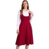 imageAllegra K Vintage Pinafore Dress for Womens Steampunk Button Decor Overalls Midi Dress with PocketsRed