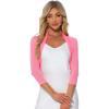 imageAllegra K Womens 34 Sleeve Sheer Mesh Shrug Open Front Cropped Bolero CardiganPinks