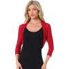 imageAllegra K Womens 34 Sleeve Sheer Mesh Shrug Open Front Cropped Bolero CardiganRed