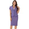 imageAllegra K Womens Business Skirt Suit Set Work Office Short Sleeve Blazer Jacket Pencil SkirtDark Purple
