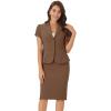 imageAllegra K Womens Business Skirt Suit Set Work Office Short Sleeve Blazer Jacket Pencil SkirtRust Brown