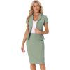 imageAllegra K Womens Business Skirt Suit Set Work Office Short Sleeve Blazer Jacket Pencil SkirtSea Green