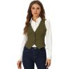 imageAllegra K Womens Denim Vest Waistcoat Button V Neck Western Casual Jean Sleeveless Crop JacketArmy Green