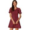 imageAllegra K Womens Gingham Checks Ruffled Peter Pan Collar Cute Mini DressRed Black