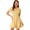 imageAllegra K Womens Gingham Checks Ruffled Peter Pan Collar Cute Mini DressYellow