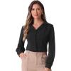 imageAllegra K Womens Long Sleeve Button Down Shirt Vintage Collared Work BlouseBlack