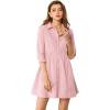 imageAllegra K Womens Shirt Dress Button Down 34 Sleeve School Work Mini Casual ShirtdressesRose Pink