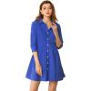 imageAllegra K Womens Shirt Dress Button Down 34 Sleeve School Work Mini Casual ShirtdressesRoyal Blue