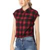 imageAllegra K Womens St Patricks Day Plaid Tops Casual Short Sleeves Western Button Down ShirtRed