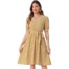imageAllegra K Womens Vintage Peter Pan Collar High Waist Flowy Midi Puff Sleeve Floral DressYellow