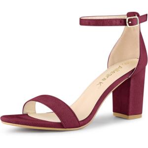 imageAllegra K Womens Buckle Ankle Strap High Chunky Heels SandalsBurgundy