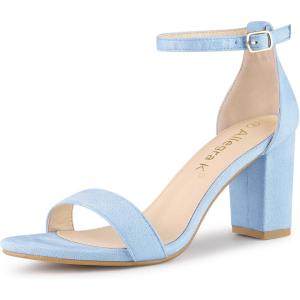 imageAllegra K Womens Buckle Ankle Strap High Chunky Heels SandalsSky Blue