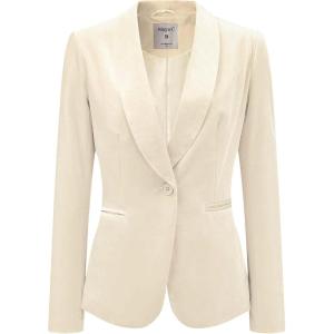 imageAllegra K Womens Halloween Christmas Office Coat Solid Shawl Collar 1 Button Velvet BlazerBeige White