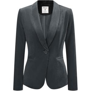 imageAllegra K Womens Halloween Christmas Office Coat Solid Shawl Collar 1 Button Velvet BlazerDark Grey