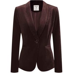 imageAllegra K Womens Halloween Christmas Office Coat Solid Shawl Collar 1 Button Velvet BlazerDeep Brown