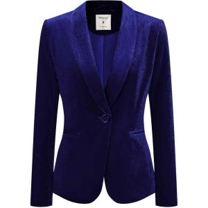 imageAllegra K Womens Halloween Christmas Office Coat Solid Shawl Collar 1 Button Velvet BlazerRoyal Blue
