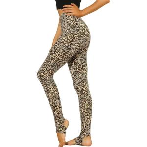 imageAllegra K Womens Rainbow Leggings Printed High Waist Elastic Waistband Party Yoga Stirrup PantsBeigeleopard